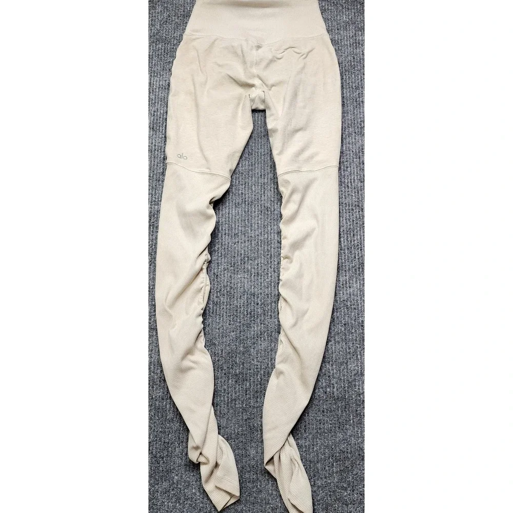 Alo Yoga Goddess Ribbed Legwarmers Leggings Heather Beige Small W5432R